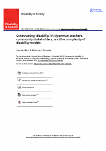 Constructing disability in Myanmar teachers community stakeholders and the complexity of disability models